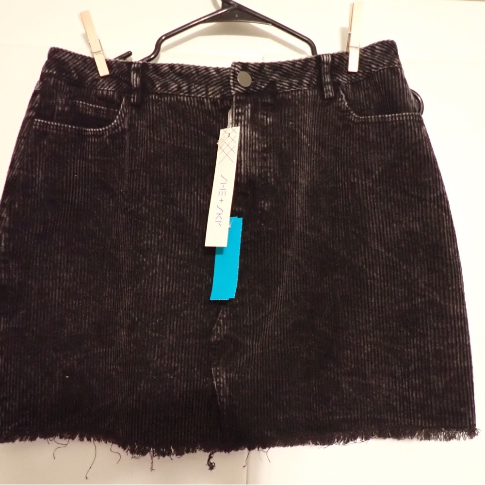 She + Sky Charcoal Corduroy Mini Skirt